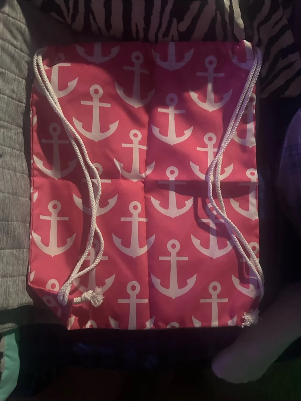 Simply Southern Pink Anchor Drawstring Backpack AND matching Tote Bag BOTH NWT